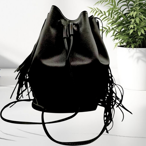 Victoria's Secret Black Backpack Fringe Purse Western Biker Moto
